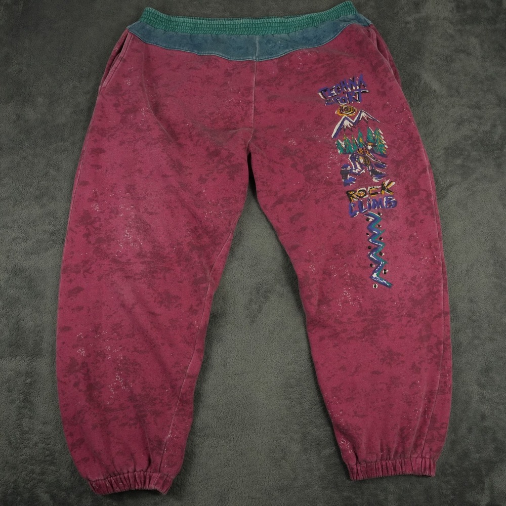 Vintage Acid Wash 90s Techna Sport Rock Climb Sweatpants Mens XL Pink Gitano